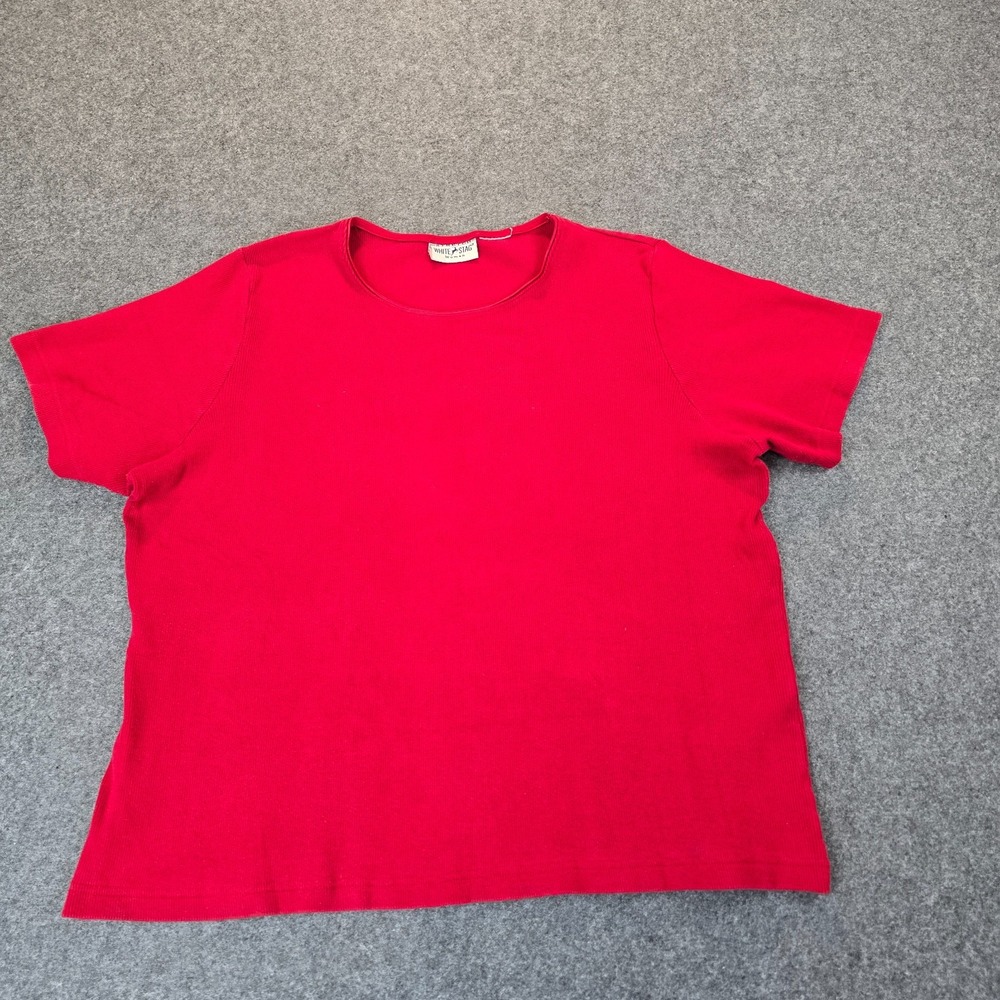 White Stag T-Shirt Womens Red Stretch Casual Summer Wear Crew Neck Short Sleeve